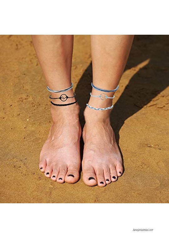 SOFTONES Boho Rope Ankle Bracelets for Women Waterproof Adjustable Braided Anklets for Teen Girls - Turtle|Wave|Beads|Infinite|Starfish|Boat Anchor