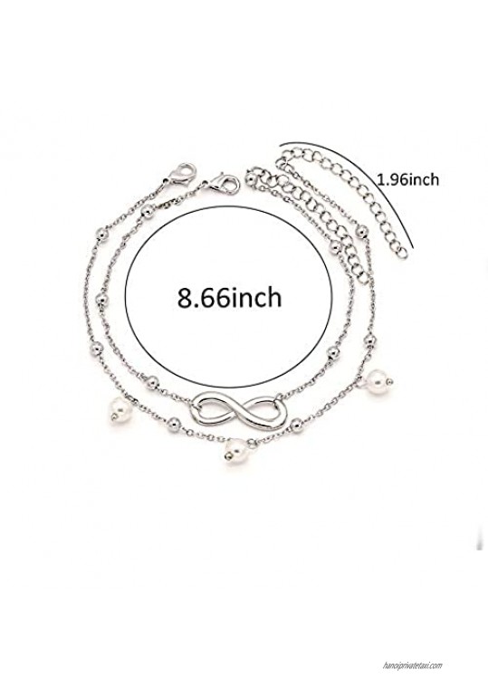 Wishoney Foot Chain Boho Beach Jewelry Layer Anklet for Women Adjustable Anklet