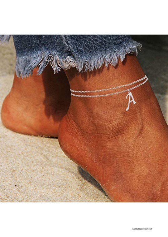 YANCHUN Silver Anklet Bracelets for Women A-Z Initial Anklet for Teen Girls