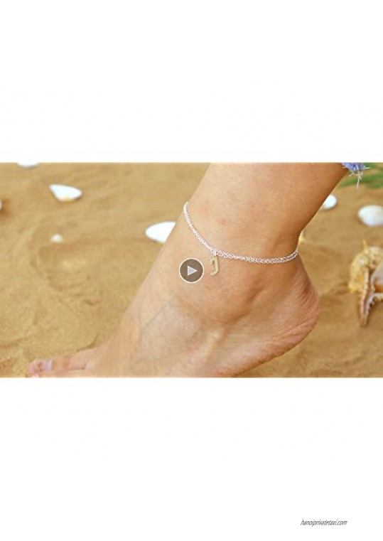 YANCHUN Silver Anklet Bracelets for Women A-Z Initial Anklet for Teen Girls