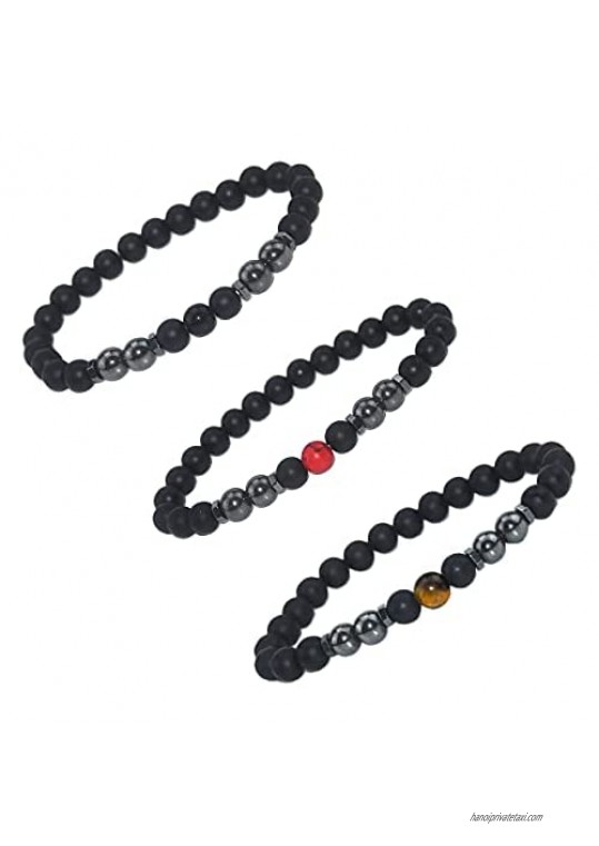 yomlry 3PCS Anti-swelling Black Obsidian Anklet Anxiety Relief Magnet Obsidian Anklet Bracelet for Women Men Yoga Anklet