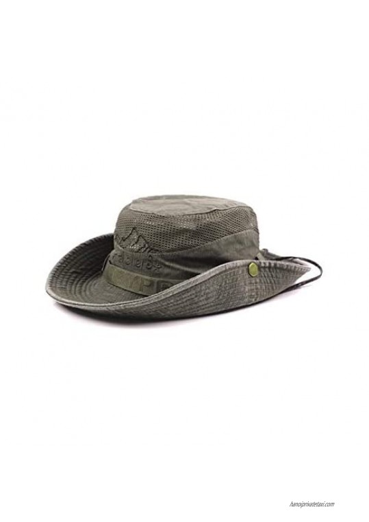 Elonglin Bucket Hat UV Protection Unisex Foldable Cowboy Hat Safari Chin Strap