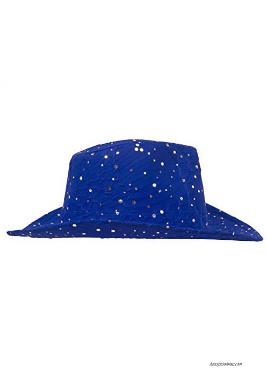 Glitter Sequin Trim Cowboy Hat - Royal