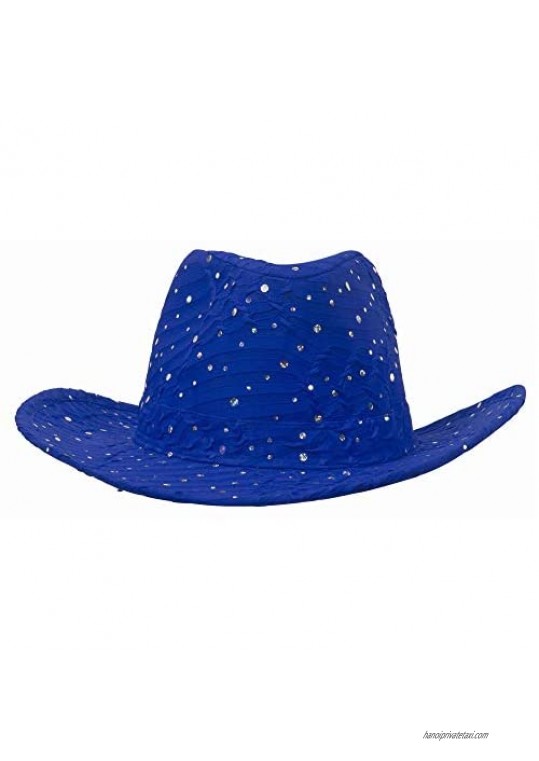 Glitter Sequin Trim Cowboy Hat - Royal