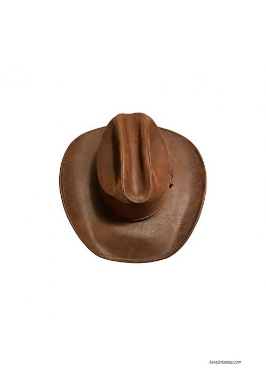 Real Suede Leather Cowhide Hat for Men and Women Fashion Outback Western Cowboy Style