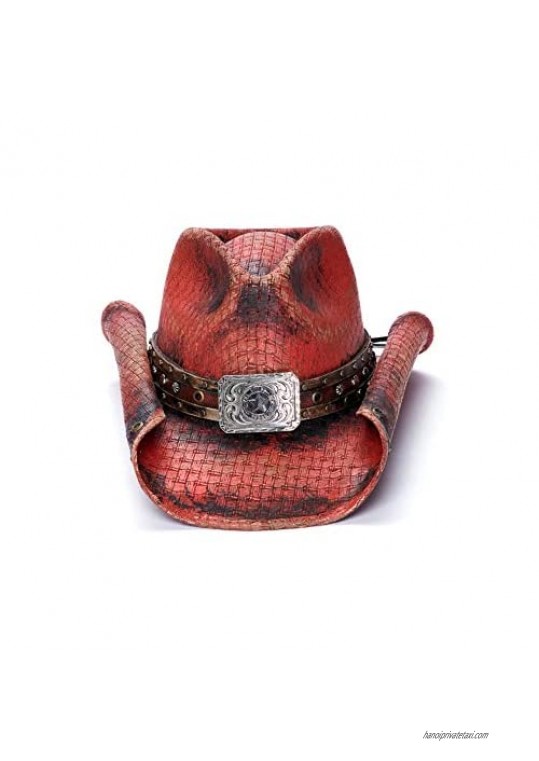 Stampede ONE Size FITS Most Hat -Women's Calico Queen Rolled Up Western Hat with Lone Star Red