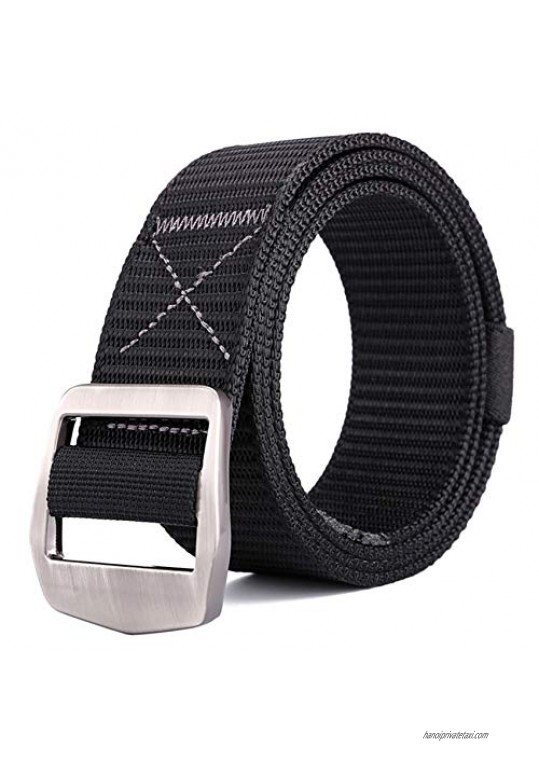 Tactical Heavy Duty Reinforced Nylon Belt Adjustable Webbing Belts for Unisex Jeans Belt with Metal Buckle (Black)
