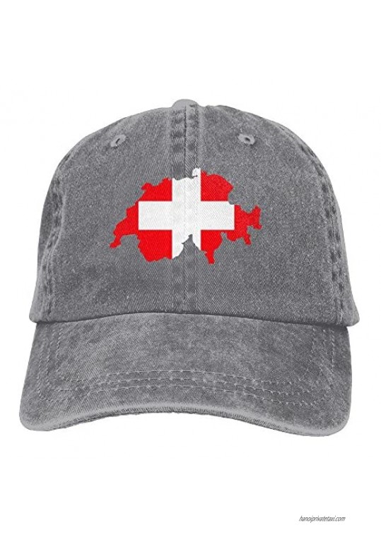 XZFQW Map Flag Switzerland Trend Printing Cowboy Hat Fashion Baseball Cap for Men and Women Black