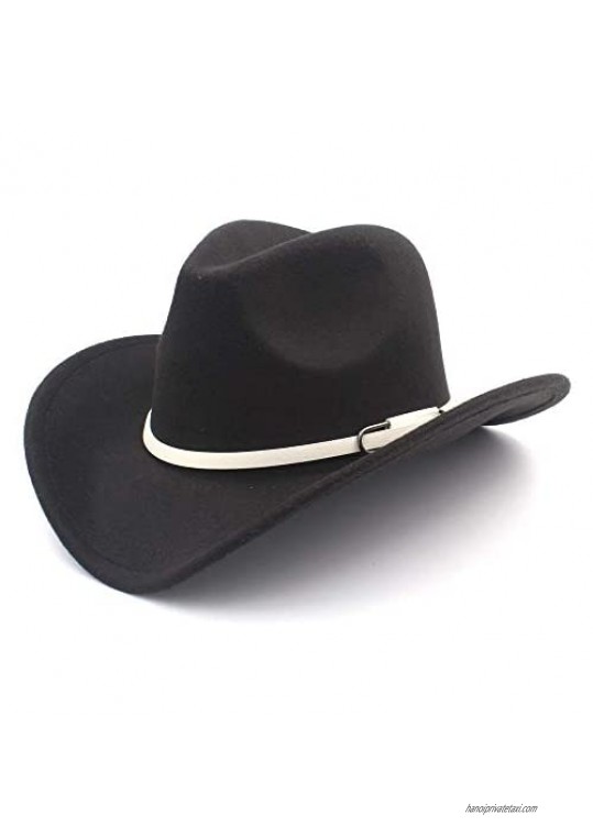 YWHY Men Women Western Cowboy Hat Pop Sombrero Hat with White Leather Belt