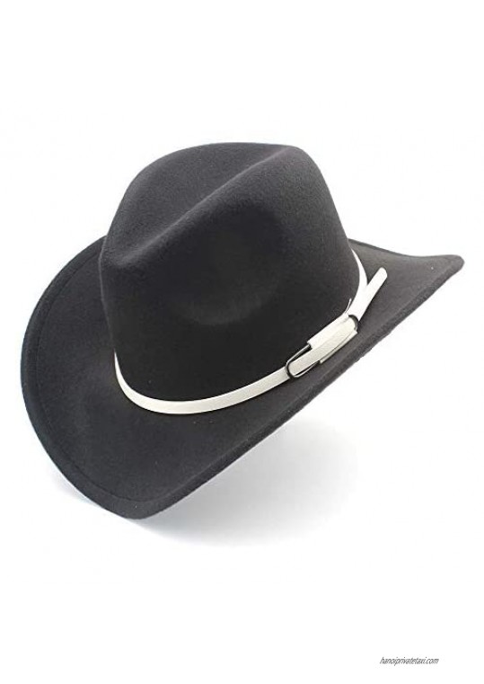 YWHY Men Women Western Cowboy Hat  Pop Sombrero Hat with White Leather Belt