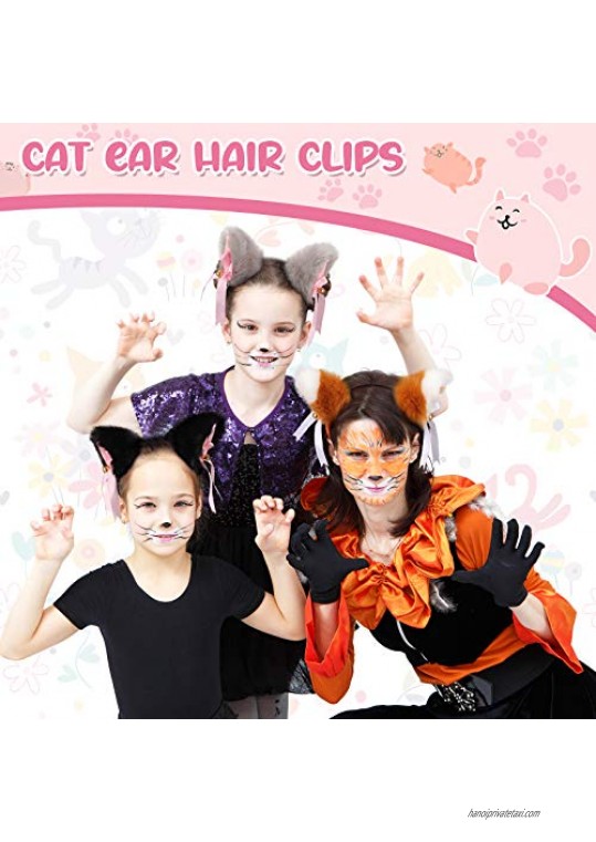 4 Pieces Cat Ears Hair Clips with Bells Faux Fur Cat Fox Ears Clips Fluffy Cute Ears Hairpins Furry Lolita Cosplay Hair Accessories for Fancy Dress Costume Party Supplies