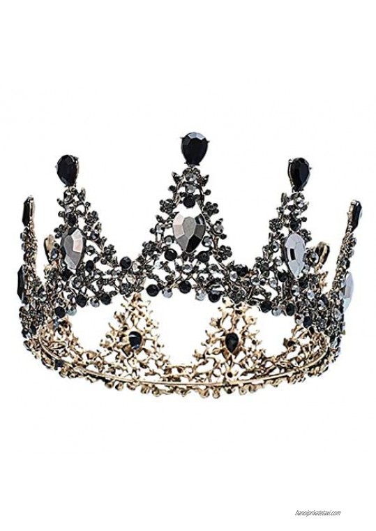 Aceorna Black Queen Crowns and Tiaras Crystal Rhinestones Baroque Crowns Bride Wedding Crown for Women and Girls Decorative Bridal Princess Tiaras Hair Accessories for Halloween Costume Prom Party