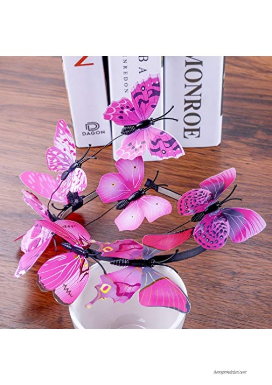 AWAYTR Girl Butterfly Fancy Fairy Headband Boho Chic Printed Art Costume Party Tiara Crown Prop Hair Band Hoop Headband (pink)