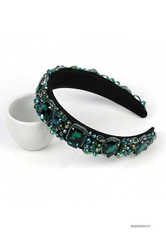 Baroque Head Hoop Band Colorful Glass Crystal Hairbands for Women Luxury Rhinestone Beaded Palace Headbands Jewelry