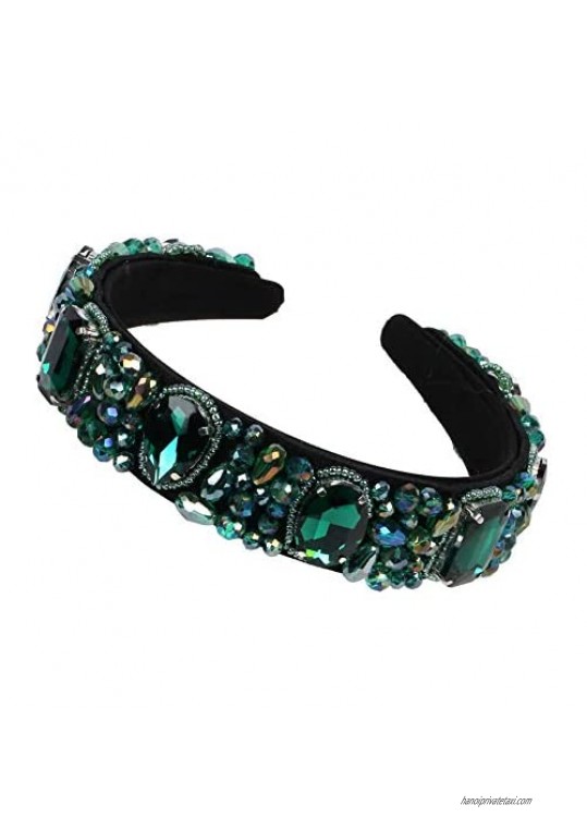 Baroque Head Hoop Band Colorful Glass Crystal Hairbands for Women Luxury Rhinestone Beaded Palace Headbands Jewelry