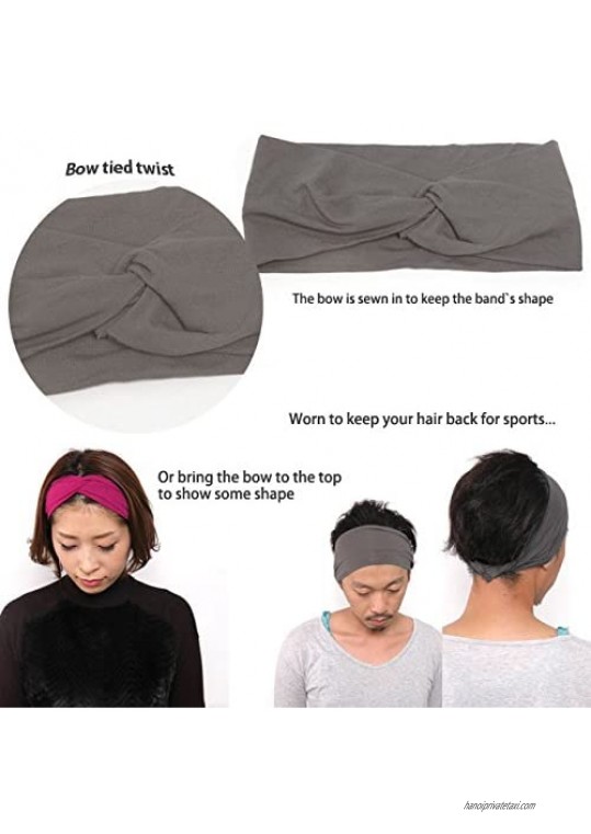 CHARM Womens Headband Wrap Bandana - Stretch Elastic Yoga Workout Running Head Band