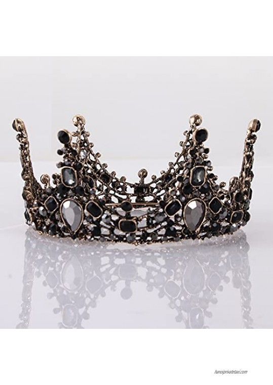 CROWN GUIDE Baroque Queen Tiaras Crown for Women Black Gothic Birthday Wedding Headpiece