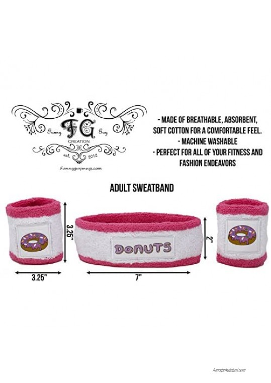 Funny Guy Mugs Donuts Unisex Sweatband Set (3-Pack: 1 Headband + 2 Wristbands)