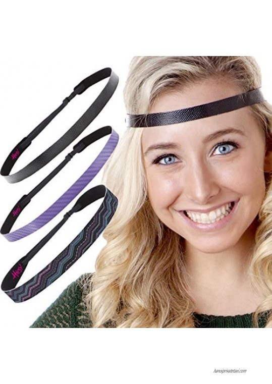 Hipsy 3pk Women's Adjustable NO SLIP Casual Style Headband Multi Gift Pack