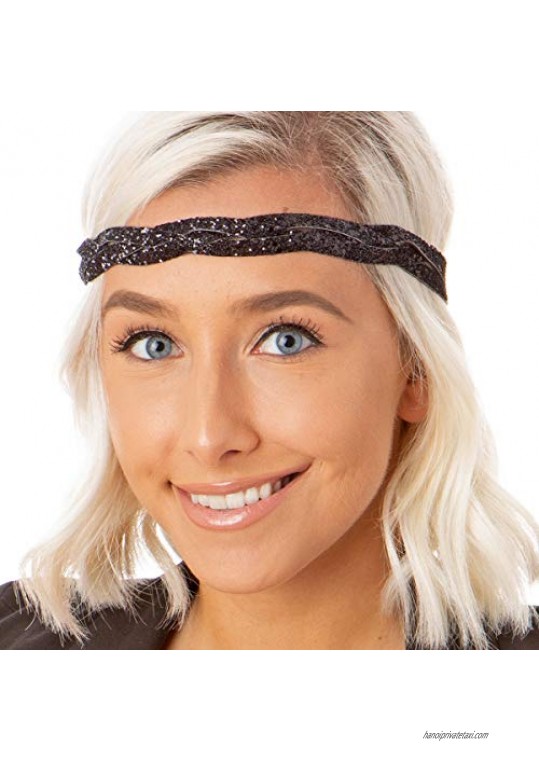 Hipsy Cute Adjustable No Slip Fashion Headbands Hairband Multi Pack for Women Girls & Teens (Black Floral Gift 3pk)