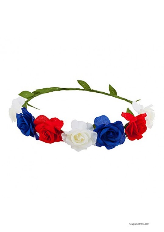 Lux Accessories Independence Day Theme Inspired Flower Red Blue White Head Crown