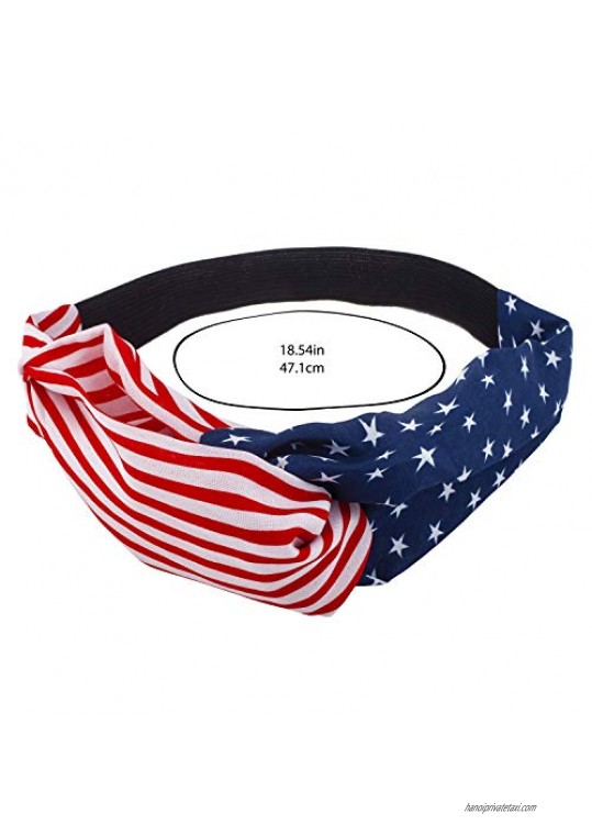 Lux Accessories July 4th American Flag Print Red White Stripes Blue Stars Fabric Stretch Headband