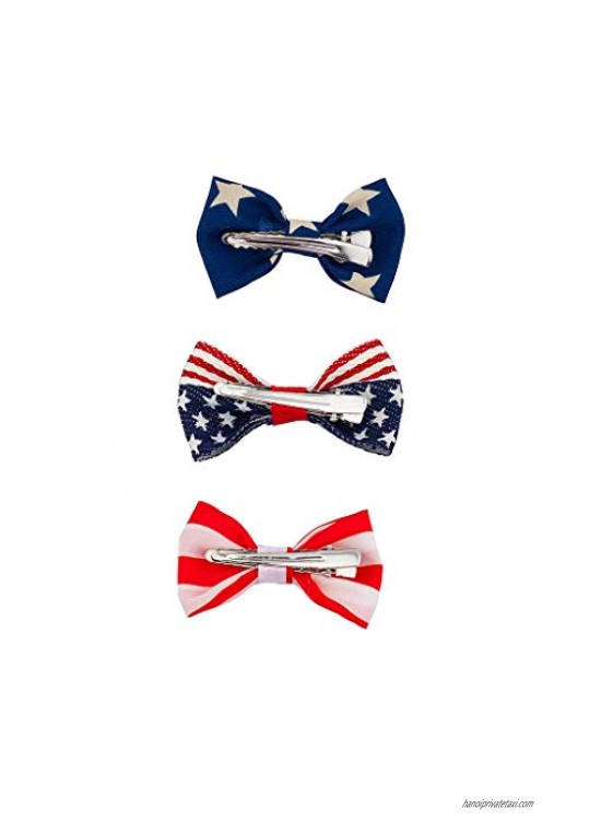 Lux Accessories July 4th Independence Day Patriotic Bow Pack (3pc)
