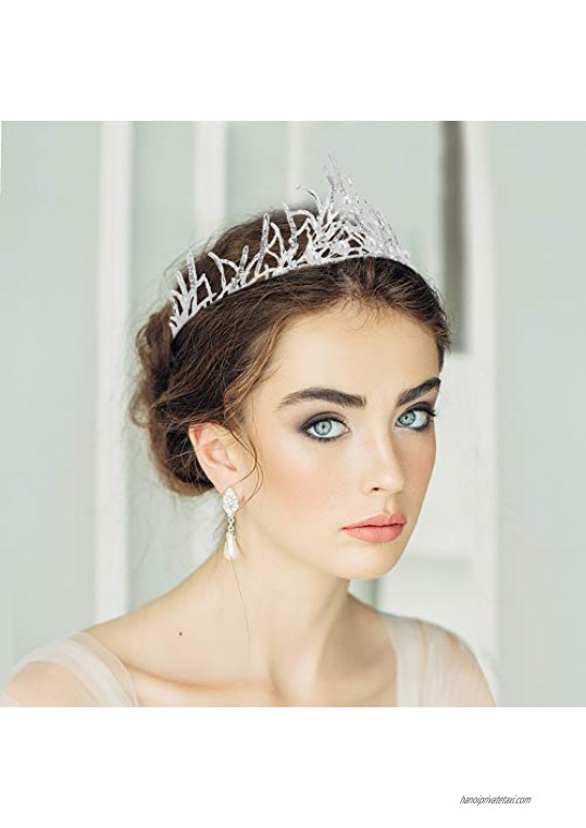 Makone Baroque Crowns for Women Queen Princess Vintage Tiaras with Pearl Girls Adult Bridal Hair Accessories Gifts for Christmas Halloween Costume Birthday Party Wedding Prom Pageant -Sliver