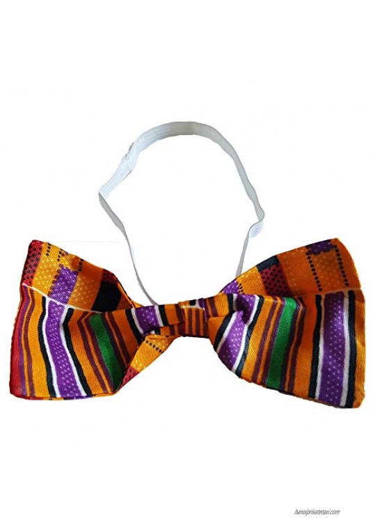 Men's Kente Ankara Fabric African Print Bow Tie and Pocket Square Hankerchief Set (Men's Kente Bow Tie and Hankerchief Set)