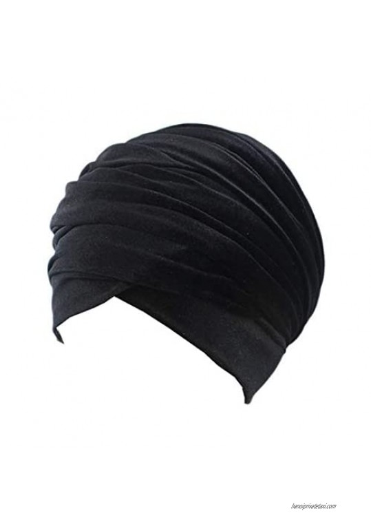 Qhome Luxury Pleated Velvet Turban Hijab Head Wrap Extra Long Tube Indian Headwrap Scarf Tie