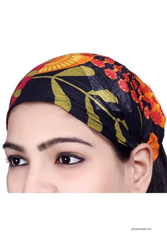 Sarjana Handicrafts Lot 10 Pieces Womens Mens Cotton Headband Printed Hairband Bandana Wrap Band (Multicolored)