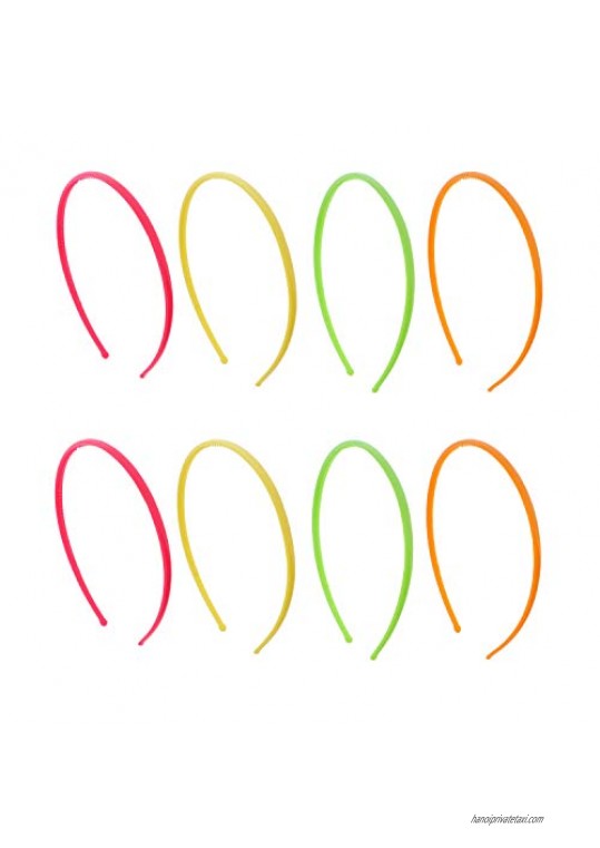 Thin Plastic Headband - Set of 8-Neon Colors