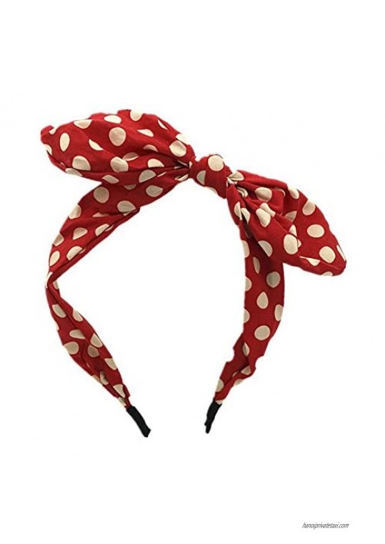 Women's Red Polka Dot Pin-Up Bow on Headband Hair Band
