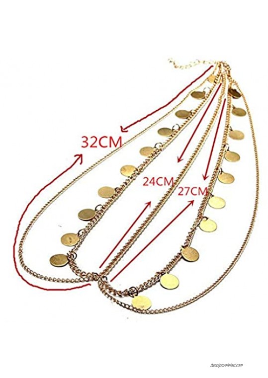 Xerling Coin Sequins Head Chain Gold Tassel Headpiece for Women Girls Bridal Bohemian Jewelry Layered Head Accessories for Halloween Festival Costume Headband