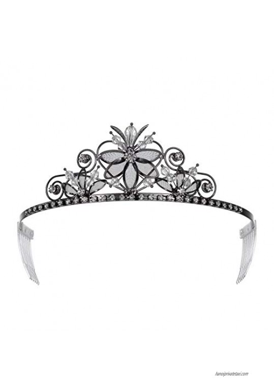 YZHSTONE Black Crown Tiara Girls Tiaras Princess Costume Prom Queen Crowns Women Birthday Tiaras
