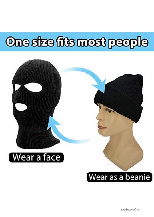 Camlinbo 3 Pcs 3 Hole Full Face Ski Mask Beanie Double Thermal Knitted Ski Face Mask Men Women Winter Outdoor Sports