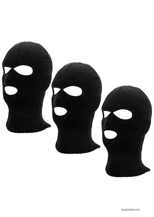 Camlinbo 3 Pcs 3 Hole Full Face Ski Mask Beanie Double Thermal Knitted Ski Face Mask Men Women Winter Outdoor Sports