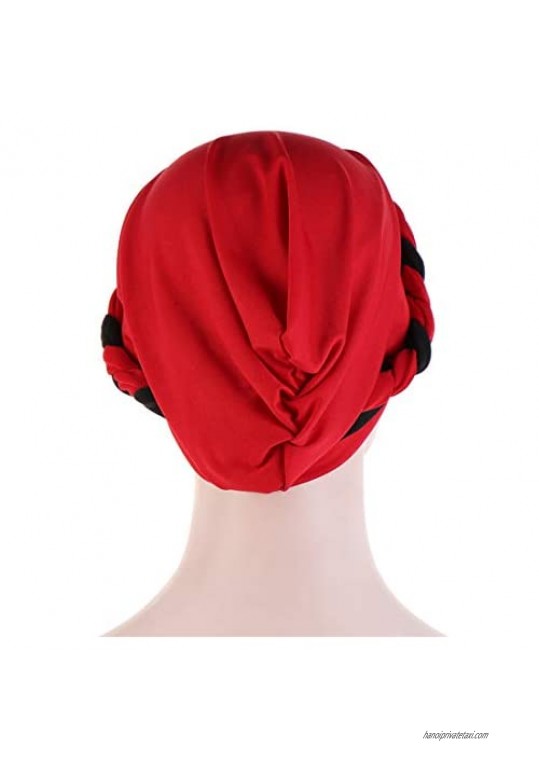 Chemo Cancer Head Hat Cap Ethnic Bohemia Pre-Tied Twisted Braid Hair Cover Wrap Turban Headwear