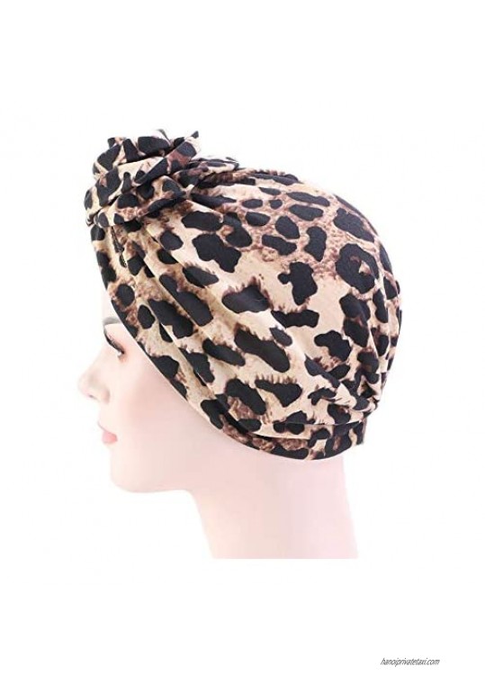 DuoZan New Women’s Cotton Flower Elastic Turban Beanie Pre-Tied Bonnet Chemo Cap Hair Loss Hat