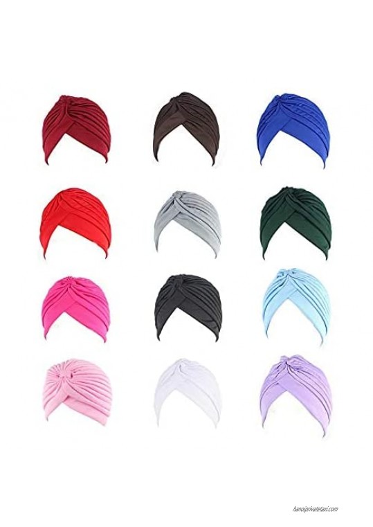 Eralove Women Stretch Polyester Turban Twisted Pleated Headwrap Sleep Cap Hair Cover Bennie Head Wrap India's Hat