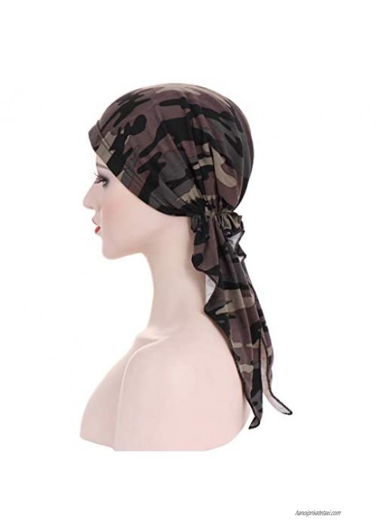Fxhixiy Pre-Tied Bandana Turban Hat Chemo Cancer Headscarf Headwraps Headwear for Women Hair Cover Hat