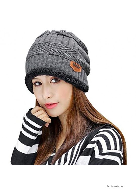 HINDAWI Winter Slouchy Beanie Gloves for Women Knit Hats Skull Caps Touch Screen Mittens
