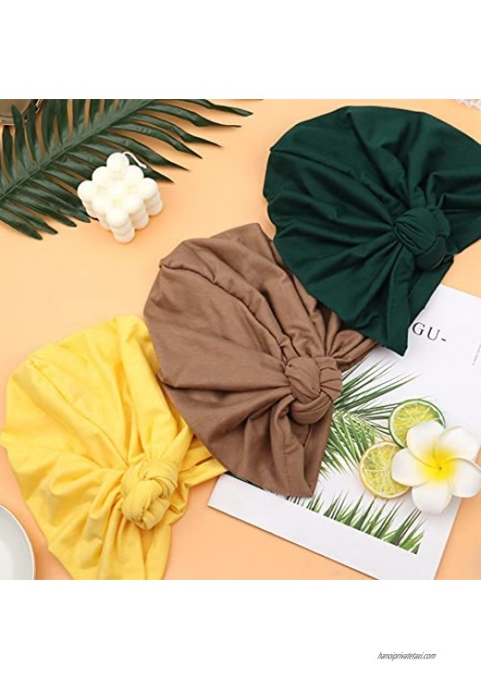 Jelyne African Turbans for Women with Knot Fashion Flower Pre Tied Twisted Pleated Beanie Cap India Turban Hat Headwrap Hat