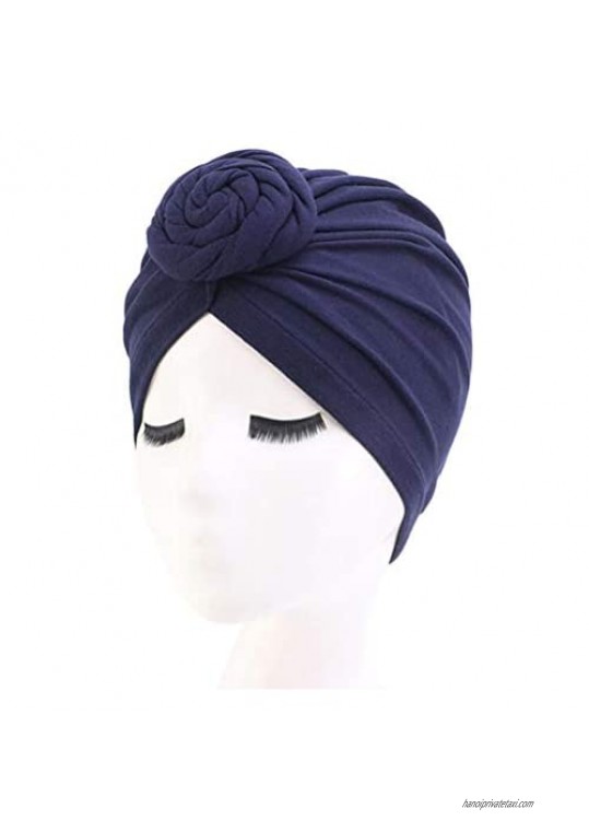 LHTHZHY 4Piece Women Turban African Pattern Flower Knot Headwrap Beanie Pre-Tied Bonnet Chemo Cap Hair Loss Hat Cap