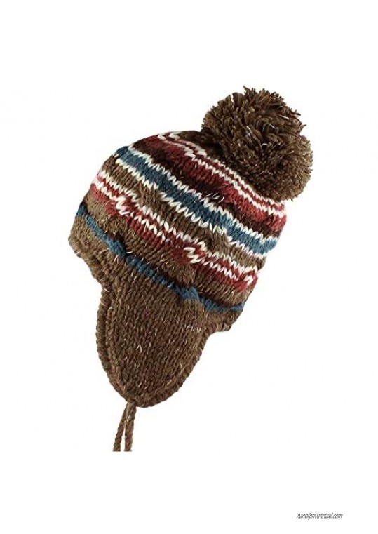 Morehats Multi Stripe Knit Pom Pom Handmade Beanie Winter Ski Warm Hat