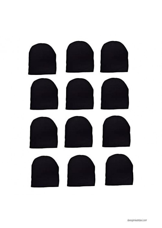 OPT Brand. Wholesale 12 PCS Unisex Knit Short Plain Ribbed Beanie Ski Cap Skull Hat Warm Solid Winter New Blank