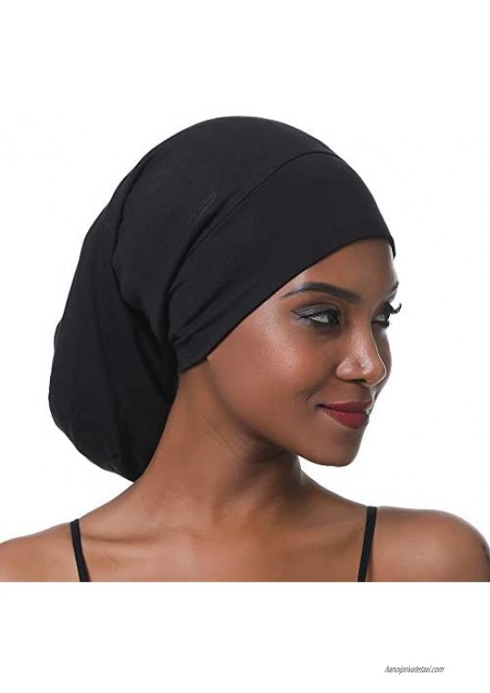 SENGTERM Satin Lined Bonnet Hair Cover Large Sleep Cap Adjustable Silky Beanie