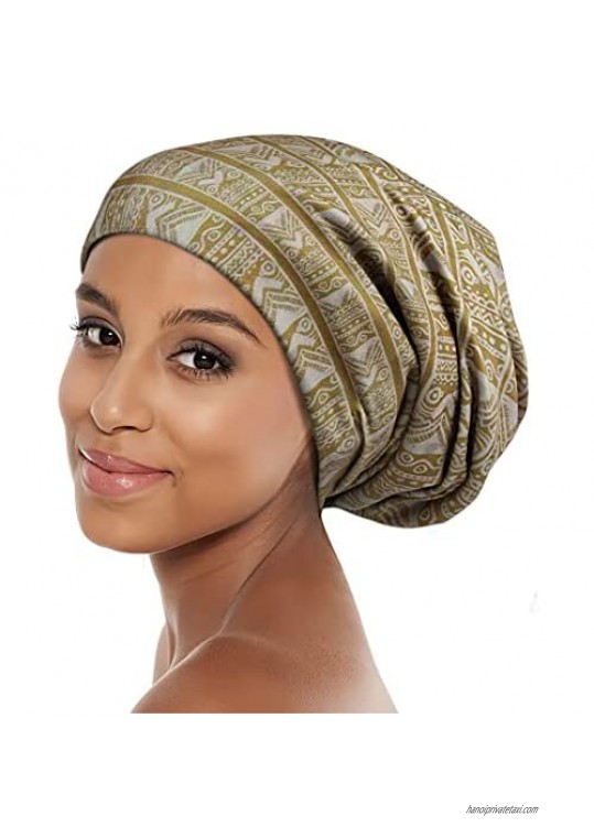 Sleep Cap Satin Bonnet Extra Large African Print Hair Wrap for Curly Hair  Locs Black Women
