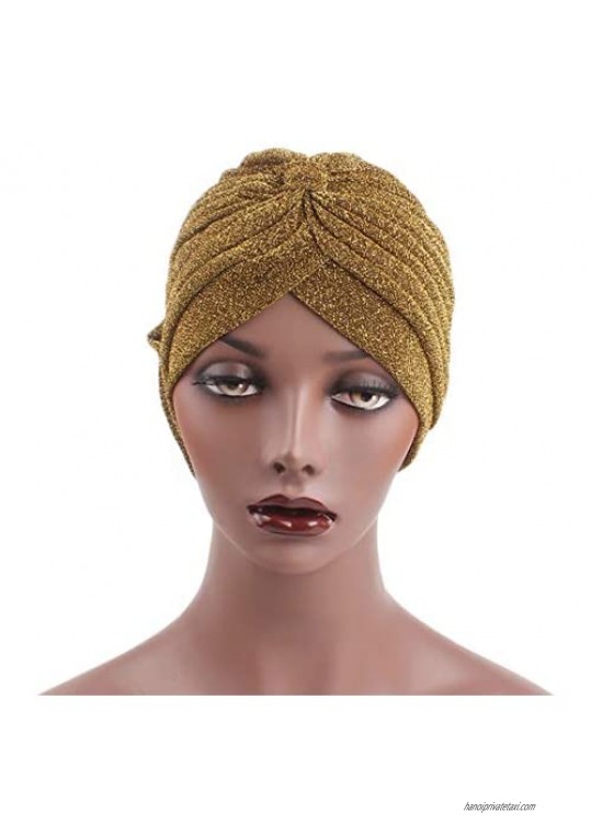 Surkat Shiny Flower Turban Shimmer Chemo Cap Hairwrap Headwear Beanie Hair Scarf