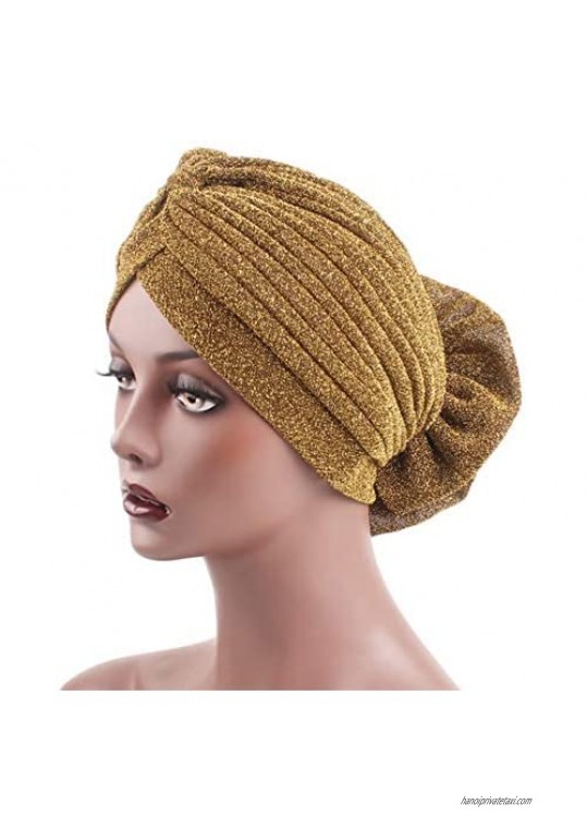 Surkat Shiny Flower Turban Shimmer Chemo Cap Hairwrap Headwear Beanie Hair Scarf